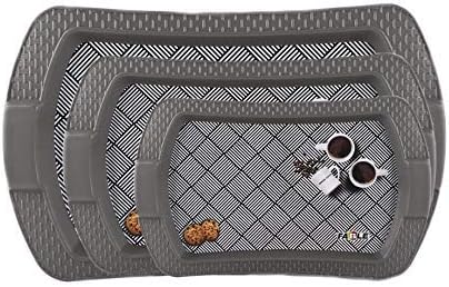 MUGALE Printed Serving Tray, Set of 3 (Big, Grey Printed)