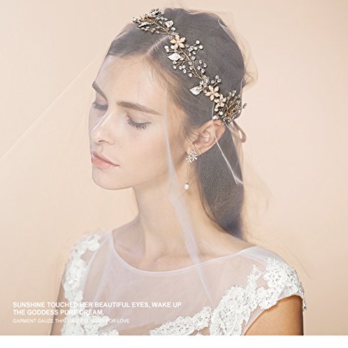 Bridal Vintage Crystal Pearl Vine Hairbands Wedding Hair