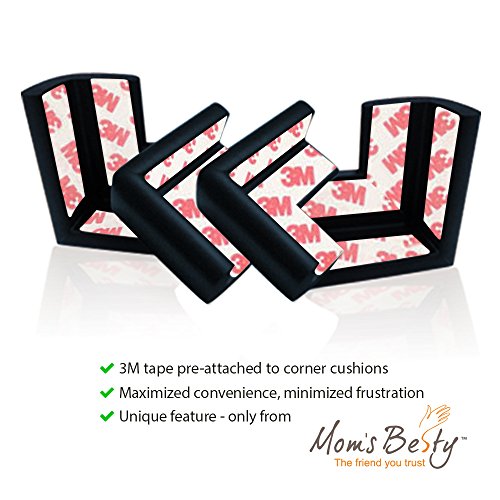 Mom's Besty EXTRA DENSE Child Safety Protectors & Furniture Bumpers Set – 16.2 Ft. Total Coverage (15 Ft. Edge & 4 TAPED Corner Guards) - EBONY BLACK - FREE Home Baby Proofing Checklist - Thumbnail 2