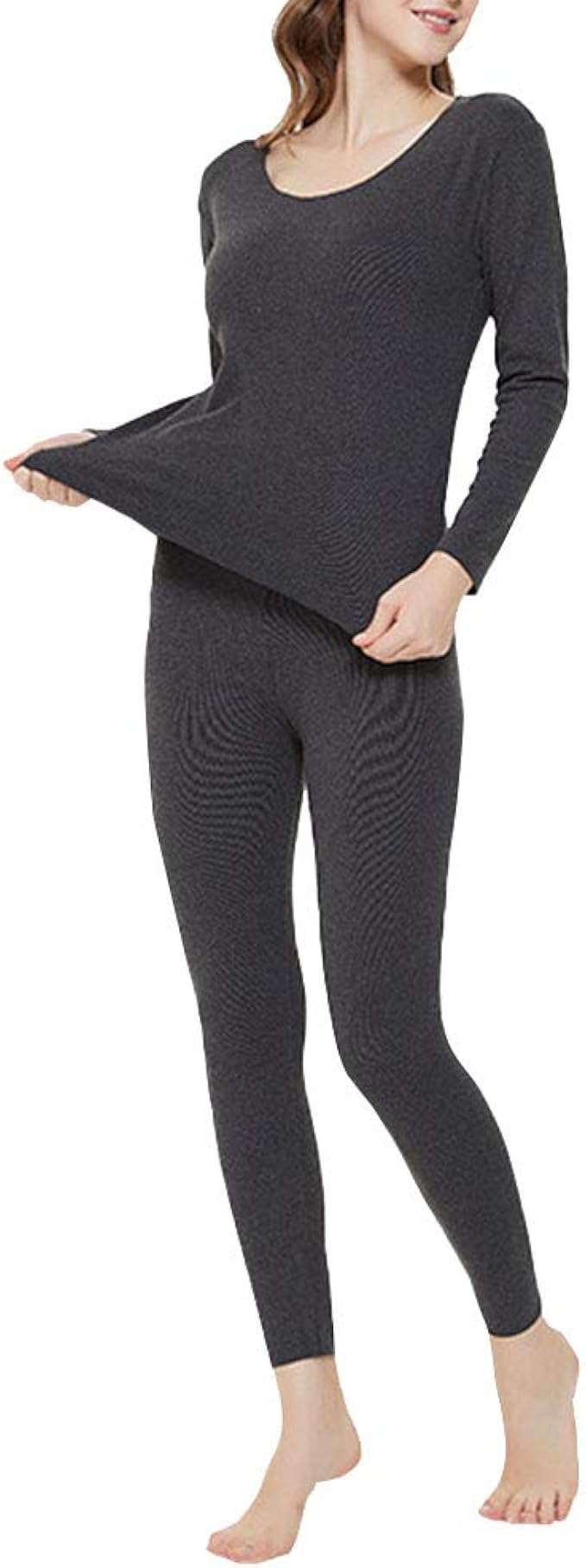 Women Plus Size Seamless Ultra Thin Thermal Underwear Set Thicken Warm