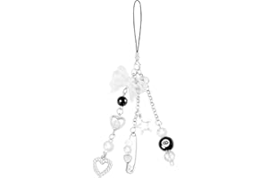 PLwelth Cute Phone Charms Aesthetic Y2K Cell Phone Charms for Case Kawaii Charm Keychain Kit Bow 8 Ball Heart Star Charm Mobi