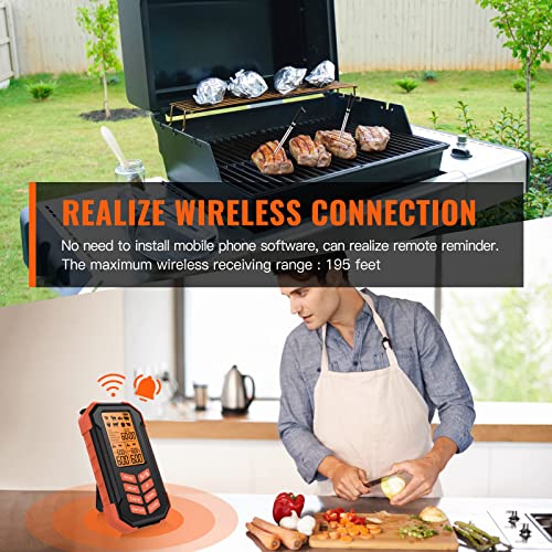 Termometro da cucina senza fili con 2 sonde per barbecue, fino a 80 metri per forno, barbecue, cucina, barbecue, barbecue