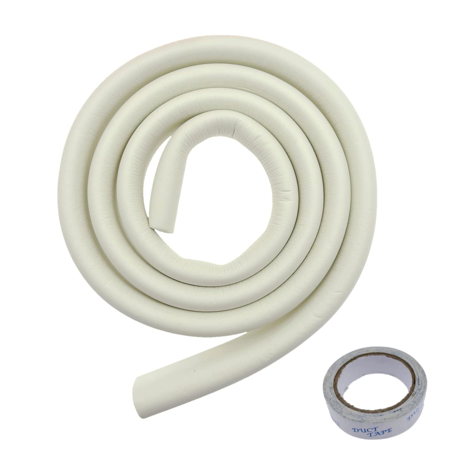 JZK Ivory white 2 M Foam edge protectors, baby proofing safety foam protection edges guards for table, bed, bookcase, stair corner
