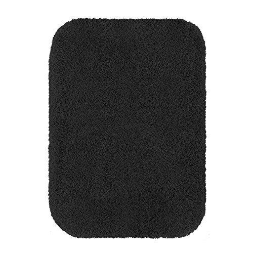 Maples Rugs Bathroom Rugs - Cloud Bath 17" x 24" Washable Non Slip Bath Mat [Made in USA] for Kitchen, Shower, and Bathroom, Rich Black