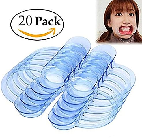Mouth Guard Challenge,Gogopa 20 Packs Dental Cheek Retractor C-Shape Intraoral Cheek and Lip Retractor Mouth Opener for Adult &amp;Kids, Watch Mouth Game,Blue, Medium,