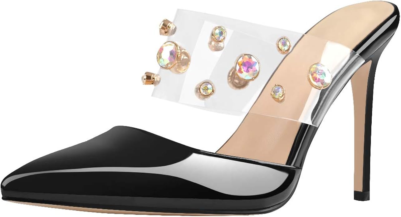 rhinestone mule heel