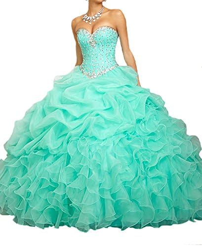 Aisha Womens' Sweetheart Beads With Jacket Ball Gown Sweet 16 Quinceanera Dress 10 US Green