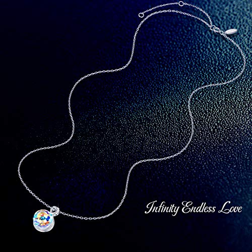 CRYSLOVE Collana Per Donna Argento Sterling 925 Fantastico Mondo Infinito Aurore Boreale Ciondolo Collana Crystal, Regali Romantico