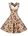 HiQueen Big Sale Women Vintage V-Neck 2/3 Sleeves A-line Casual Evening Party Swing Dress