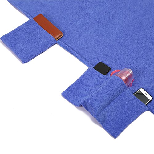 king do way Lounge Chair Beach Towel Cover Microfiber Pool Lounge Chair Cover with Pockets Holidays Sunbathing Quick Drying Terry Towels Blue 82.5''x27.5''