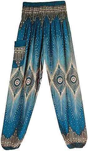 Men Women's High Waist Yoga Pants Loose Soft Boho Festival Hippy Smock Thai Harem Trousers