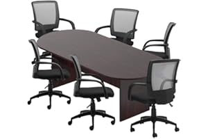 GOF 6FT, 8FT, 10FT Conference Table & Chairs (G10900B) Set, Dark Cherry, Espresso, Artisan Grey, Mahogany, Walnut (8FT with 6 Chairs, Mahogany)