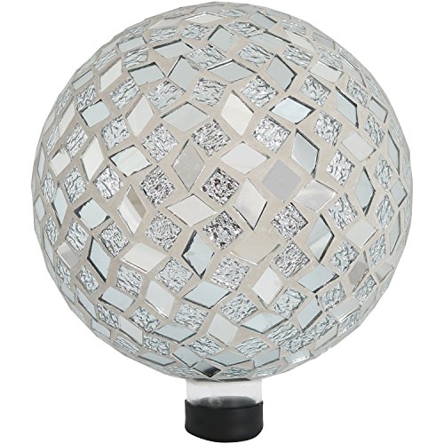 Sunnydaze Mirrored Diamond Mosaic Gazing Globe Ball, 10-Inch