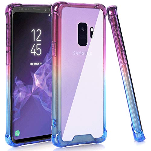YMH Case for Galaxy S9 Case Â Blue Purple Gradient Shock Absorption Anti-Scratch Rigid Slim Protective CasesÂ  Flexible TPU Soft Edge Bumper Hard Plastic Back Cover for Samsung Galaxy S9 (Blue & Purple)