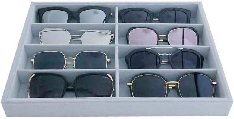 Svea Display Large Grey Premium Quality Velvet Glasses Tray Display Storage with Rearrangeable Compartments Stackable Jewelry Organizer: Home Improvement