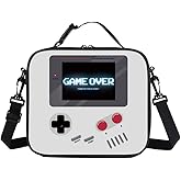 Boys Game Console Insulated Gaming Lunch Bag Gamer Lunch Box Reusable Large Capacity Portable with Name Tag detachable buckle handle and shoulder strap Double Zipper Perfect for School Office Picnic-B