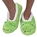 Snoozies Womens Animal Heads Sherpa Plush Fleece Lined Slipper Socks - Frog, Medium