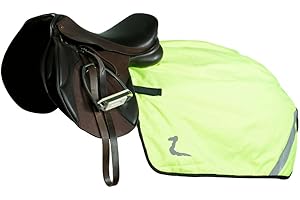 HORZE High-Visibility Reflective Horse Quarter Sheet Riding Blanket with Fleece Lining - Yellow - Horse