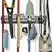Anybest Broom Holder and Garden Tool Organizer for Rake or Mop Handles with 6 Slots 6 Small Hooks Diameter 1.25 Inches Garage(Gray）)