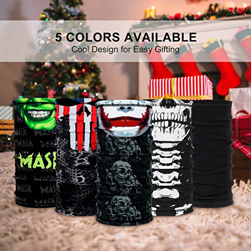 Skull Face Scarf Breathable Magic Neck Gaiter 3D Print Face Cover for Men/Women, Face-Green