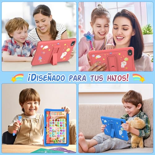 TABWEE K10 Kids Tablet 10 Inch, Android 15 Kids Tablet, 12 GB RAM (4+8) 64 GB ROM (TF 2 TB), Wi-Fi, Parental Control, Children's Educational Tablet with Blue Case