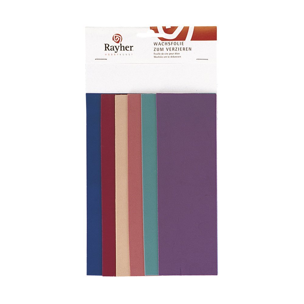 Rayher 6 Wax Sheets for Candle Making and Crafting, Wax Embellishments for Candles, assorted colours, 20x6.5cm, 3102500