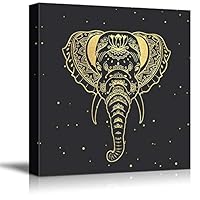 Canvas Wall Art Tribal Elephant Rustic Effect Canvas Prints Home Artwork Decoration for Living Room,Bedroom - 12x12 inches