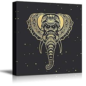 Canvas Wall Art Tribal Elephant Rustic Effect Canvas Prints Home Artwork Decoration for Living Room,Bedroom - 12x12 inches