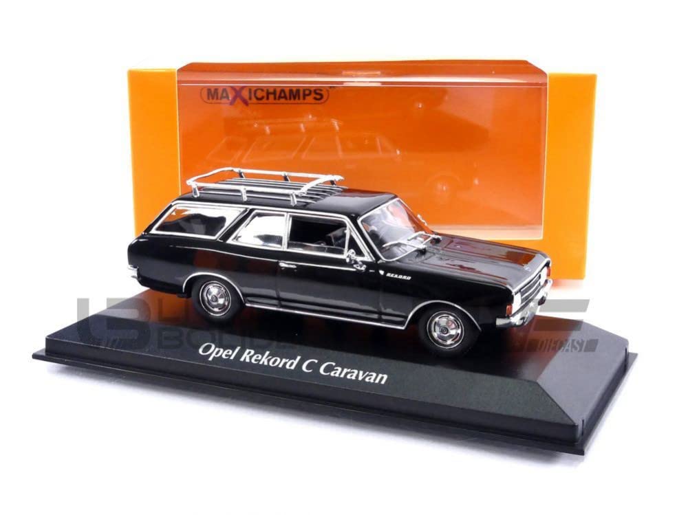 MAXICHAMPS 940046111 1:43 Opel Rekord C Caravan-1969-Black Collectible Miniature Car, Black