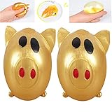 lonko5DING Antistress Decompression Splat Ball Vent Toys Smash Pig Toy Venting Water Ball Venting Pig Head Decompression Whole Venting Fruit Venting Gold Pig (2PCS)