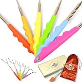 SMORES sticks for Fire Pit, Marshmallow Roasting Sticks w Colorful Silicon Handles for Kids, Fire Pit, Campfire, Bonfire, Fireplace | 6 Extra Long Extendable Fork Skewers | SMORE, Hot Dog, Weenie