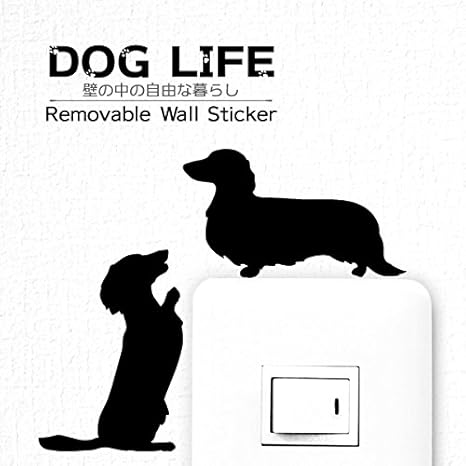 Amazon Co Jp ウォールステッカー Dog Life ミニチュアダックスフンド 2匹 おもちゃ