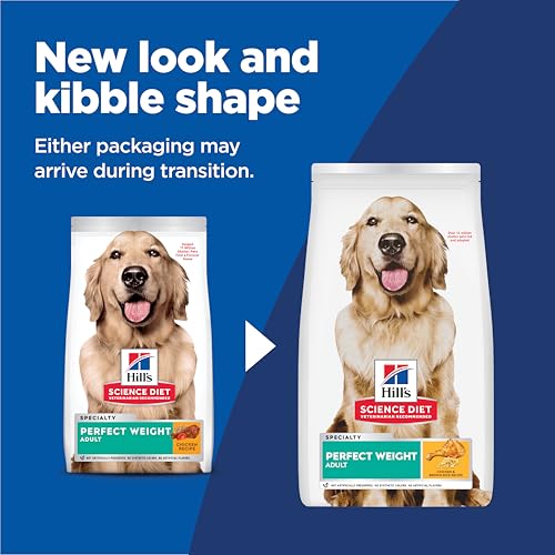 HILL’S SCIENCE DIET PERFECT WEIGHT, ADULT 1-6, WEIGHT MANAGEMENT SUPPORT, DRY DOG FOOD, CHICKEN & BROWN RICE, 12 LB. BAG