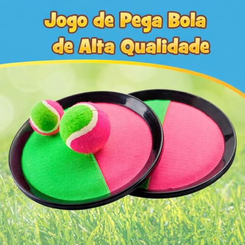 Jogo Brinquedo Bateu Colou, 2 Raquetes e 1 Bolinha, Jogo Divertido Esporte ao Ar Livre, Raquete Bate e Gruda