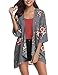 Abollria Women 3/4 Sleeve Floral Chiffon Casual Loose Kimono Cardigan Capes Grey