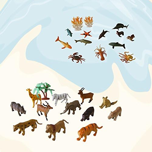 MOCOOL Small Jungle Animals and Ocean Animals Action Figures(27 pc) 
