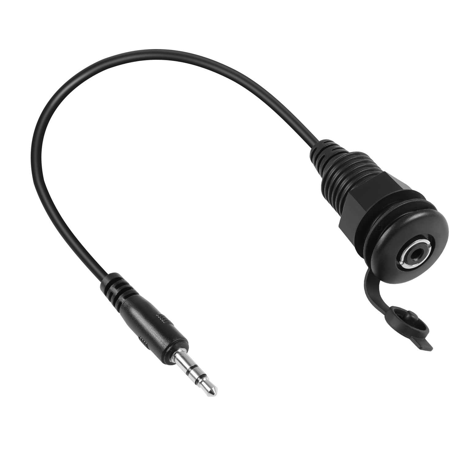 QIANRENON 3.5mm TRS Threaded Fixed Waterproof Cable 1/8 Male to Female Embedded Mount Stereo Adapter 3.5mm Plug to Jack Headphone Mount Cable, for Extension Car RV Furniture Audio Port,30cm/11.8in