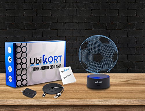 3D Soccer Lamp, Soccer Gifts for Boys and Girls, Soccer Goal LED Night Light Perfect Birthday Gift, Sports Lamp Decor, Helps Kids Sleep Better with a Glow Light, 8 Modes Color (6.5FT USB Cord)