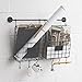Wallniture RIVISTA File Organizer and Magazine Holder, Wall Mount Chicken Wire Basket Set with Rail and 10 S Hooks, Black, Metal