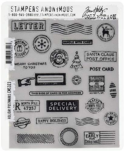 Stampers Anonymous CMS323 Tim Holtz Cling Stamps 7"X8.5"-Holiday Postmarks