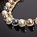 Moochi 18K Gold Plated Pearl Beads Curve Pedant Necklace Earrings Jewelry Set