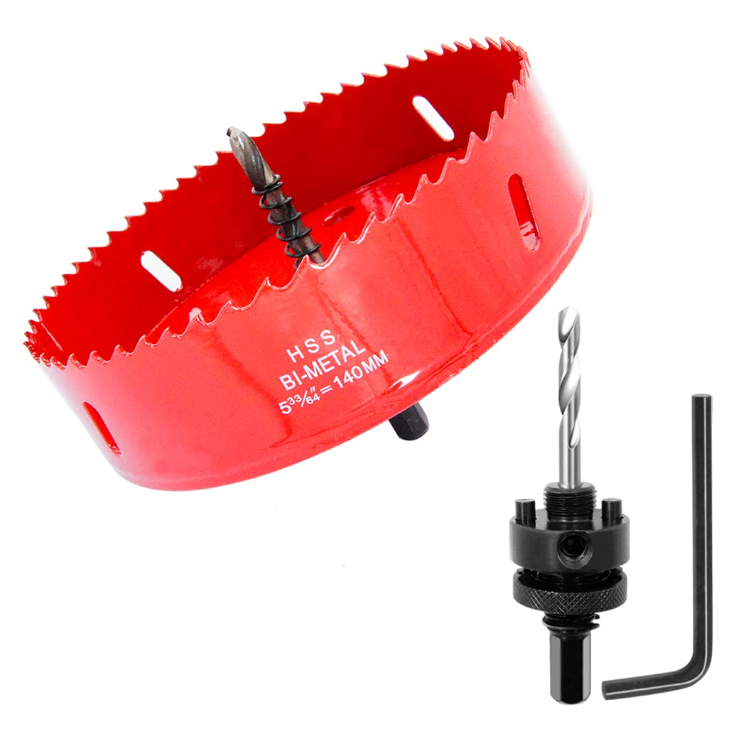 Laiwei Hole Saw, Drill Bit, LAIWEI A2 Hole Saw Heavy Duty Arbor Hole Cutter for Drilling Wood, Thin Sheet Metal, Aluminum Profile, PVC and Other Materials, Electric Drill Tool, 5-1/2'' 140mm