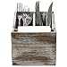MyGift 3 Compartment Rustic Torched Wood 2-in-One Flatware and Napkin Holder, Countertop Wooden Kitchen Utensil Caddy for Silverware Cutlery Paper Napkins