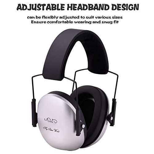 Sound Kids Earmuffs Hearing Protectors - Adjustable Headband Ear Defenders for Children Infants from 3 Months to 12 Years, Silver