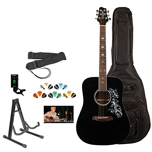 Sawtooth st-adn-blk-d-kit-3 acoustic guitar with black …