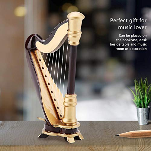 idalinya Wood Collectible 4in Wooden Miniature Harp Replica with Gift Case Instrument Model Musical Gifts Ornaments