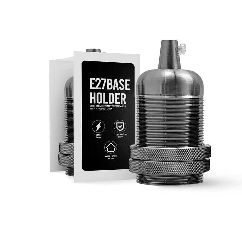 LEDSone E27 Vintage Satin Nickel Lamp Holder Industrial Retro Edison Bulb Socket for DIY Pendant or Wall Light - Suitable for Lampshades - 1Pcs