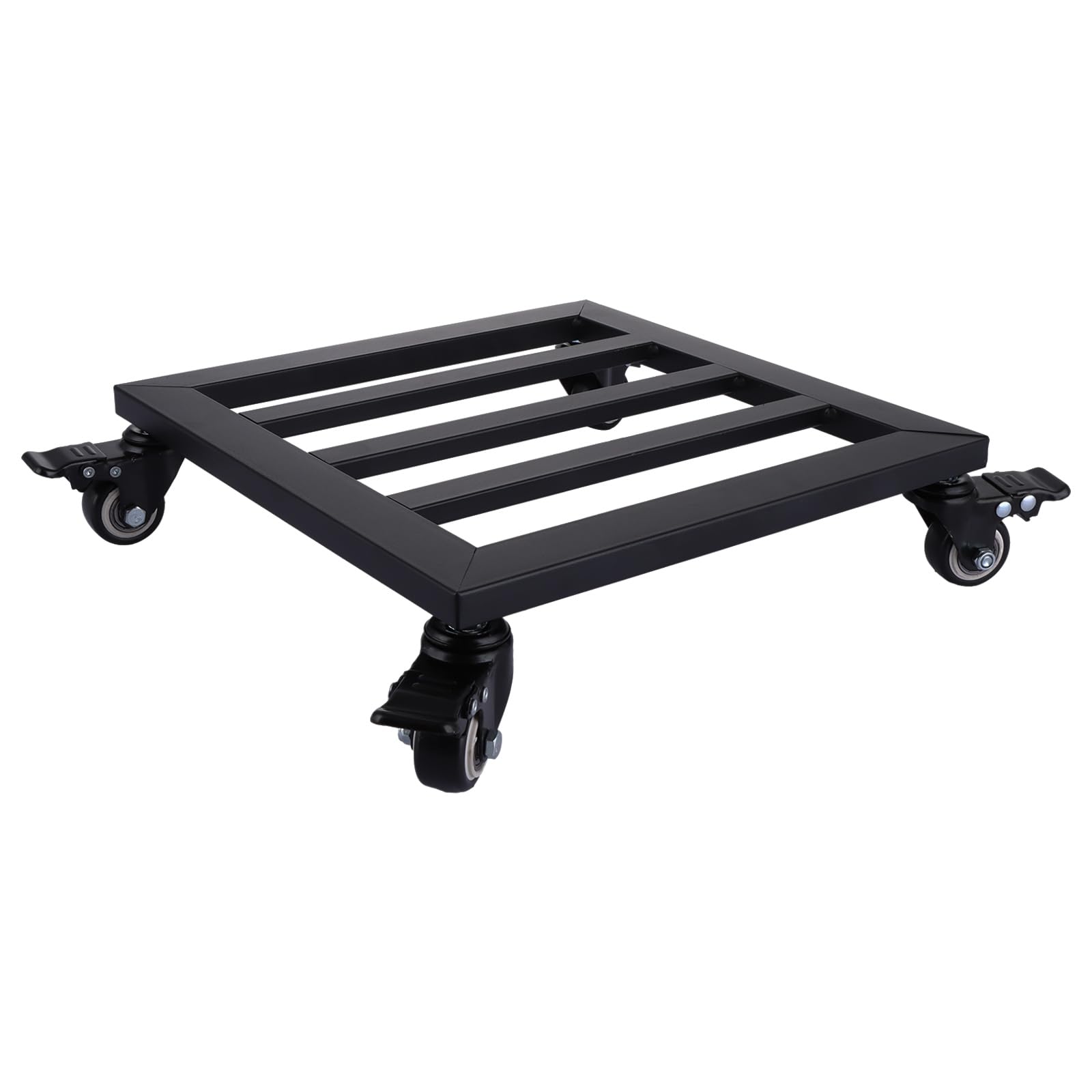 GBACHOOSE 30cm Metal Plant Pot Stand Feet, Metal Plant Caddy with Lockable Caster Wheels, Heavy Duty Square Garden Planter Trolley, Black Rolling Plant Dolly for Indoor Outdoor
