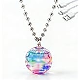 Chaolr Light Up LED Necklaces for Women - 16 Color Changing USB Rechargeable Flashing Pendant, Disco Party Rave Festival Jewelry, Electronic Light Up Necklace