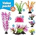 Aquarium Decorations 23 Pack Lifelike Plastic Decor Fish Tank Plants, Small to Large Artificial Fish Accessories Includes Rocks and Colorful Plants